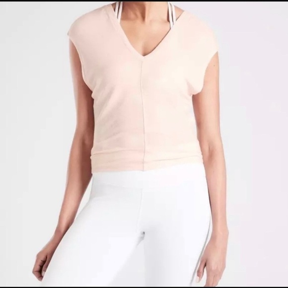 Athleta Nayarit Soft Pink Ribbed Tie Back Knot Tank Size Large - Picture 2 of 9